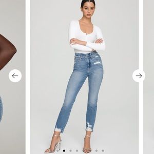 GOOD AMERICAN Jeans Good Straight Under Waist Fray